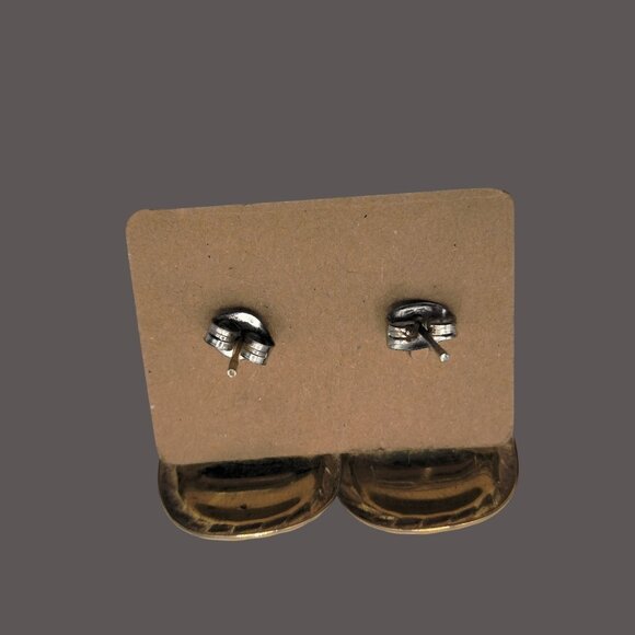 Enamel Abstract Pierced Earrings Large Teardrop Shape Vintage Gold Tone - Picture 4 of 4